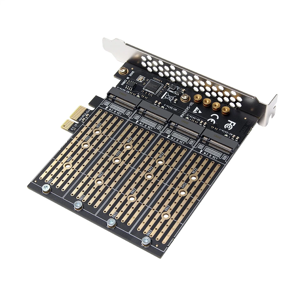 PCIE to M2 Adapter PCI Express X1 3.0 4 Ports B Key M.2 NGFF SATA SSD Adapter - Image 4 of 4