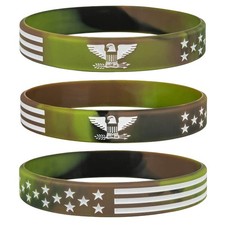 Sainstone Military Power Eagle Silicone Bracelets with 8 inches, Green