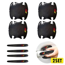 16pcs Tri-color Car Door Handle Stickers Carbon Fiber Anti-scratch Protector Fil