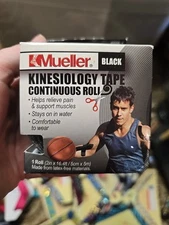 Mueller Kinesiology Tape Muscle Pain Relief Continuous Roll Black Latex Free 1ct
