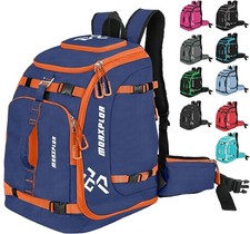 Ski Boot Bag 65L Padded Waterproof Ski Travel Backpack Gear Accessories Blue