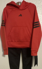 adidas 2-Piece Fleece Hoodie Pants Set Red/Black 4T Unisex Toddler