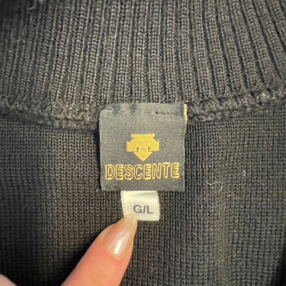 Descente Mens Black 100% Wool 1/4 Zip Mock Neck Sweater Size G/L - Image 3 of 4