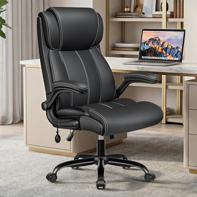 Ergonomic Office Chair   High Back Executive Leather Desk Chair with Inflatable