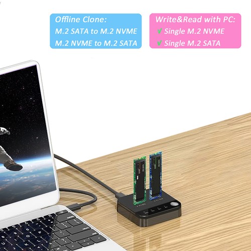 1 PC Dual Bay M.2 SSD NVMe M.2 Enclosure Offline Clone Duplicator Disk Copy Tool - Zdjęcie 8 z 14