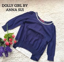 DOLLY GIRL BY ANNA SUI Navy Ruffle Embroidery Ribbon Long Sleeve Japan