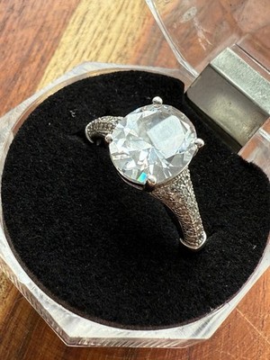 Elanza 925 Sterling Silber Ring großer Brillantschliff Zirkonia Stein, Gr. P
