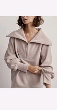 Varley Vine Half Zip Ottoman Ribbed Sweatshirt Size Medium Taupe Pullover