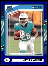 Jaylen Wright 2024 Donruss #344 Press Proof Blue RC Miami Dolphins Football Card