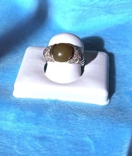 DAVID YURMAN 925 Sterling Silver 18K Gold Green Chalcedony Ring Size 6