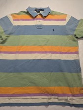 Vintage Polo Shirt Ralph Lauren Sherbet Pastel Stripes Youth XL Mens M/L