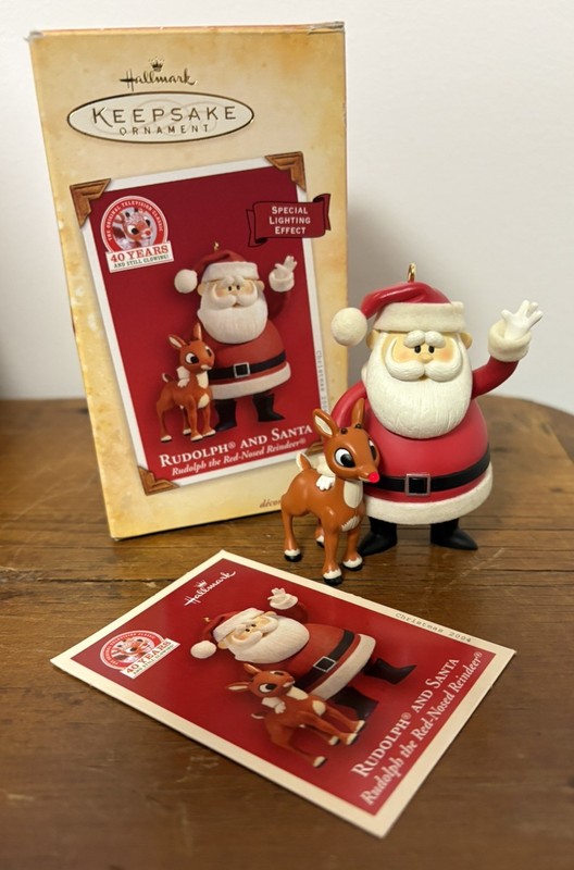 Hallmark Keepsake Rudolph the Red-Nosed Reindeer and Santa Ornament 2004