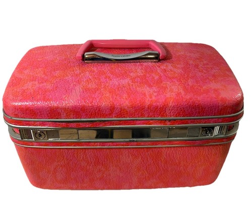 Vintage Samsonite Silhouette Barbie Pink Marbled Cosmetic Train Case Carry On