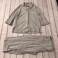 Lauren Ralph Lauren Gray Essential Striped 3/4 Sleeve Pajama Set Size Medium