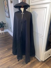 Moresca Black Heavy Hooded Cape Costume Renaissance Medieval Cloak Adult unisex
