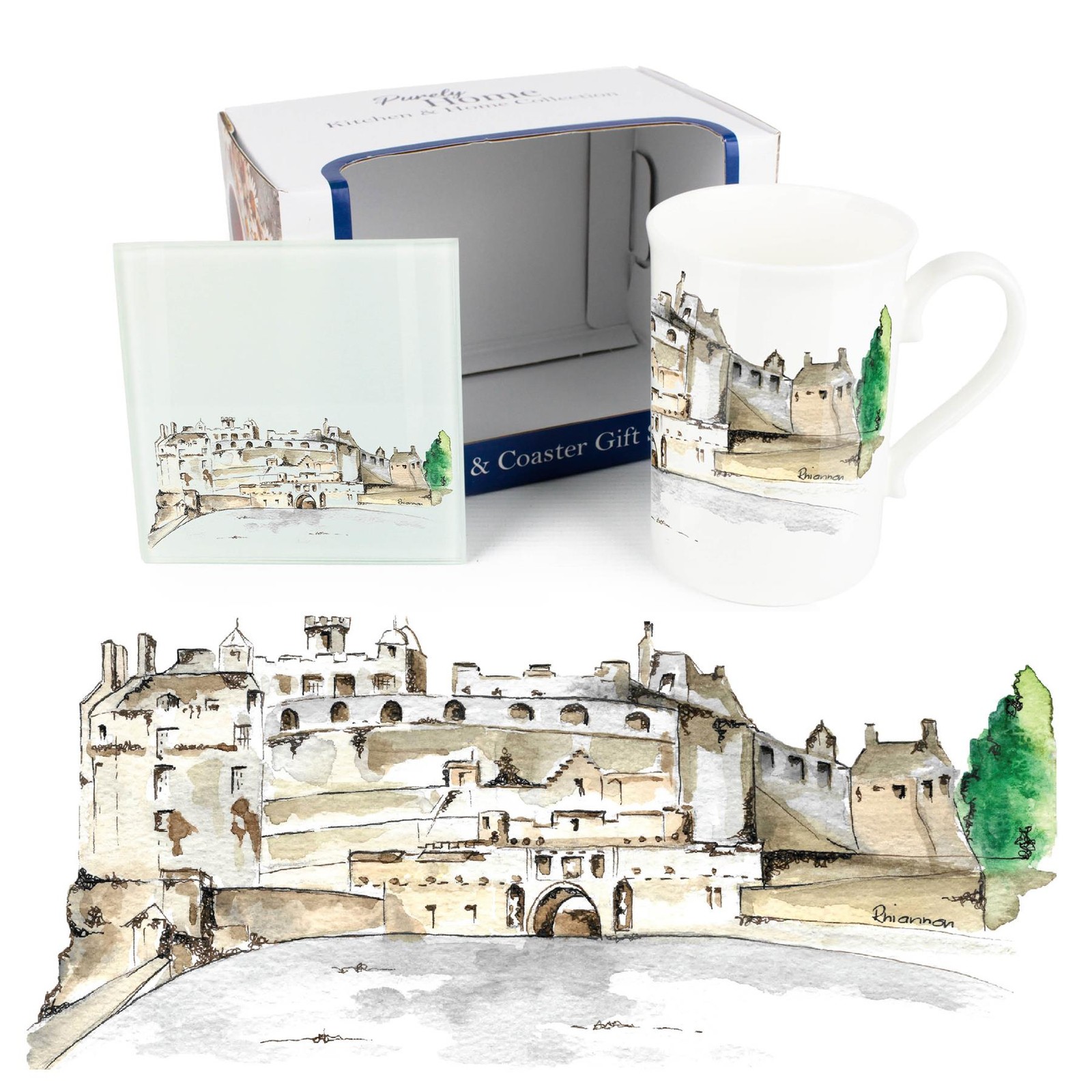 Edinburgh Castle Mug & Coaster Gift Set - Scottish Landmarks Drinkware Gift
