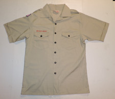 VINTAGE YOUTH XLARGE BOY SCOUTS OF AMERICA BSA TAN SHORT SLEEVE SHIRT