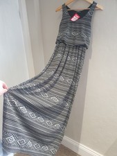 NEW Pretty Sophia Mirza Long Maxi Straight drop Holiday Dress Size Small 10 Grey