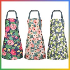3 Pack Floral Aprons with Pocket, Blooming Womens Aprons