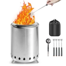 Tabletop Fire Pit Outdoor Wood Pellet Firepit 7 Inch Mini with Removable Ash-Pan