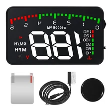 HUD Head Up Display OBDII Car Speedometer KM/H MPH Speed Warning Alarm RPM Volt