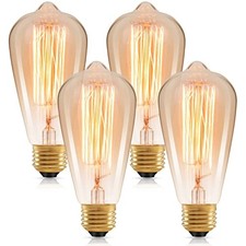 60 Watt Incandescent Edison Light Bulbs, Vintage Dimmable E26 Bulbs 2200K ST64