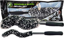 Adjustable Wheel Brush Set with Wool Fibers, 2-Piece Bendable Cleaner for Car