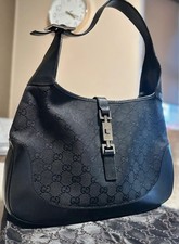 Authentic Gucci GG Canvas Jackie-Style Hobo Shoulder Bag – Black – Early 00s