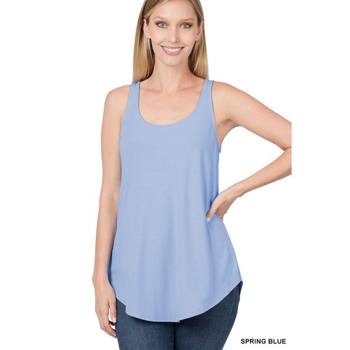 1X Spring Blue Scoop Neck Round Hem Tank Top Zenana Plus size comfy cool - Picture 13 of 13
