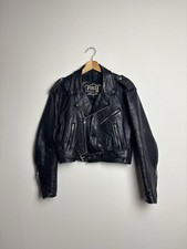 Vintage 80s 90s Women s Leather Biker Jacket Size Tagged Large Good Condition