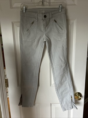 CURRENT/ELLIOT The Moto Stiletto Skinny Zipper Pocket Zip Ankle Jeans 26 stone