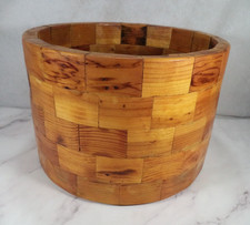 Large Handcrafted Segmented Solid Wood Bowl Rustic Patchwork 11" Decorative