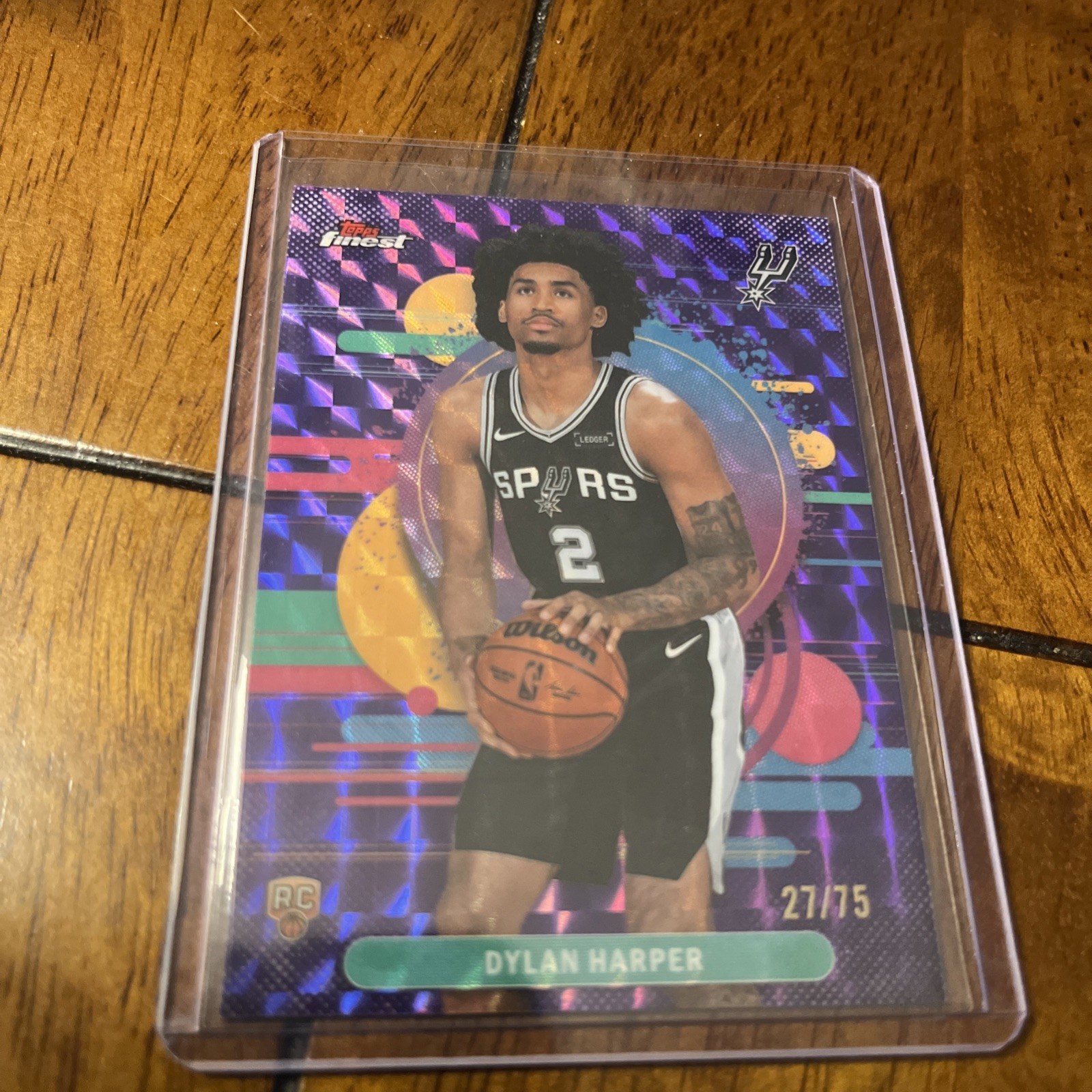 2025-26 Topps Finest - Dylan Harper #102 Purple Geometric Refractor /75 (RC)