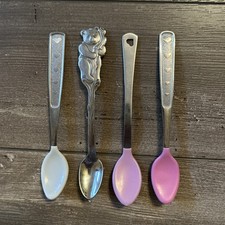 Vintage Lot of 4 Munchkin Baby Spoons Heart Cutout Stainless Steel
