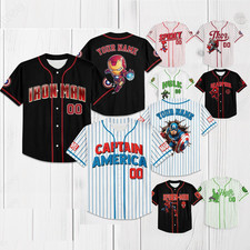 Personalized Marvel Superhero Baseball Jersey Baseball Jersey Hulk Thor Spiderma
