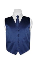 Boy's DARK BLUE Dress Vest and Boys Necktie Tie Size 10