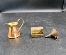 Copper And Brass Miniature Pitcher Made In England , Siphon And Chest Lot