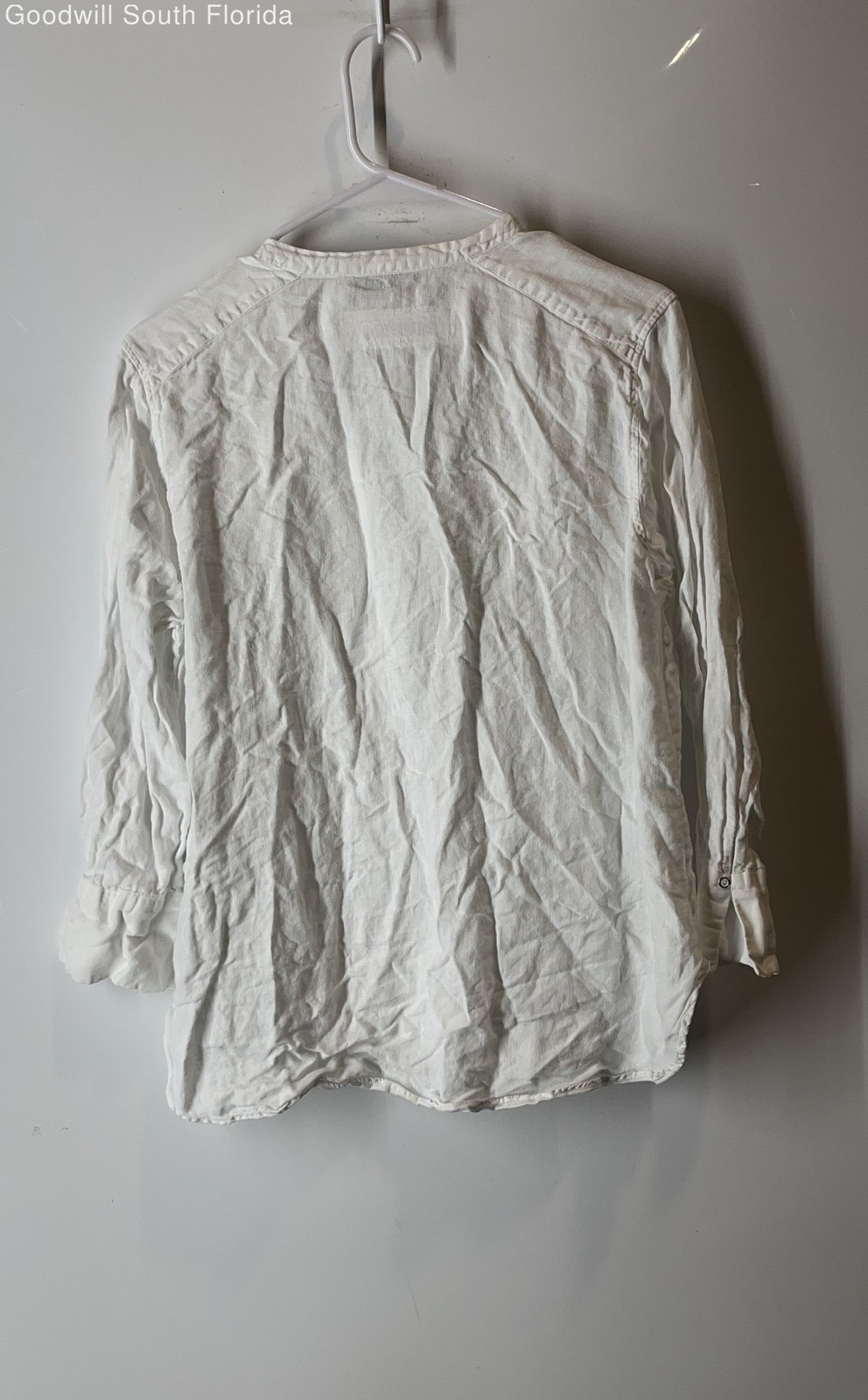 Zara Basic Womens White Linen Collared Long Sleev… - image 2