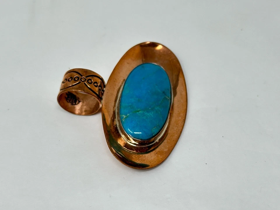 Colgante DTR Jay King Modernista Cóncavo Cobre Ovalado Azul Turquesa Foto 3 de 4