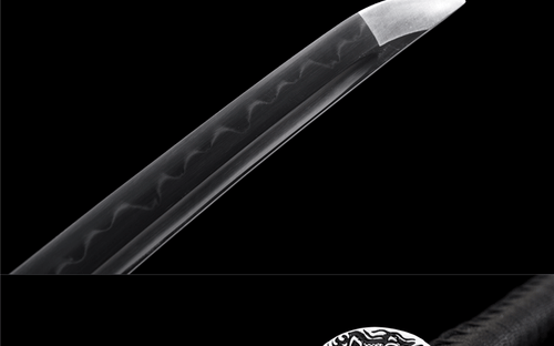 Handmade Japanese Katana T10 Steel Clay Tempered Blade with Black Lacquered Saya - Picture 10 of 15