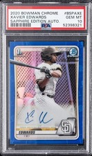 2020 BOWMAN CHROME SAPPHIRE ED AUTOS #BSPAXE XAVIER EDWARDS PSA 10 AUTO