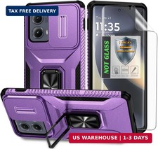 for Moto Edge 2024 Case,with Sliding Camera Lens Cover,HD Screen Protector,360