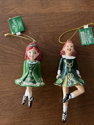 Celtic Irish Step Dancing Girls, Set Of 2, Ornament Kurt S Adler Resin