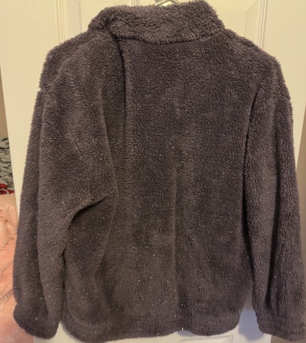 Adidas Girls Long Sleeve Mock Neck Furry Lurex Pullover Sweatshirt XL (16) NWT - Picture 5 of 6