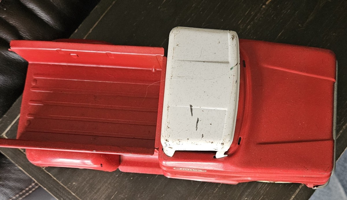 Tonka Pickup Ford 1958 – Step-side, Rouge Toit Blanc, Rare, USA, échelle 1:18