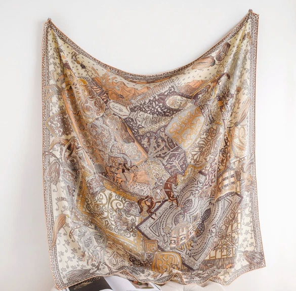70% Cashmere 30% Silk splice Print Bandana Scarf 53'' Neckerchief Shawl Wrap new