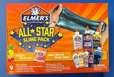 NIB ELMERS ALL STAR SLIME 9 COUNT PACK INCLUDES GLUE ACTIVATOR  PREMADE SLIME