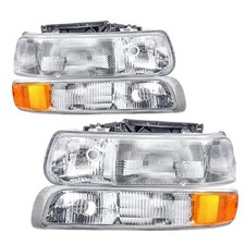 Headlight Assembly Crystal Compatible with 99-02 Chevy Silverado 00-06 Suburb...