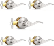 Passage Door Levers Hall/Closet Handles Satin Nickel Keyless Non-Locking Interio