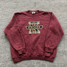 Lee Sweatshirt Mens Size XL Maroon Heavyweight Kroger Plaid Logo Made in USA